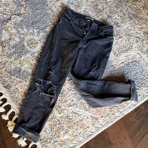 Abercrombie & Fitch Black Distressed Boyfriend Jeans